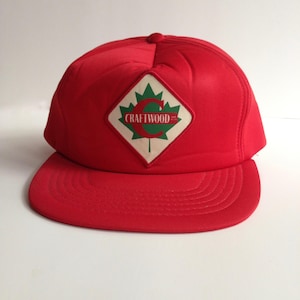 Canadian Trucker Hat Lumber Jack Snapback Carpenter Trucker hat Advertising Snapback Red Snapback 70s Trucker Hat image 1