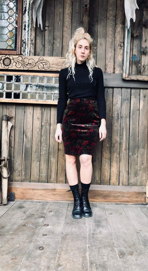 Velvet Pencil Skirt || High Waist Velvet Skirt ||