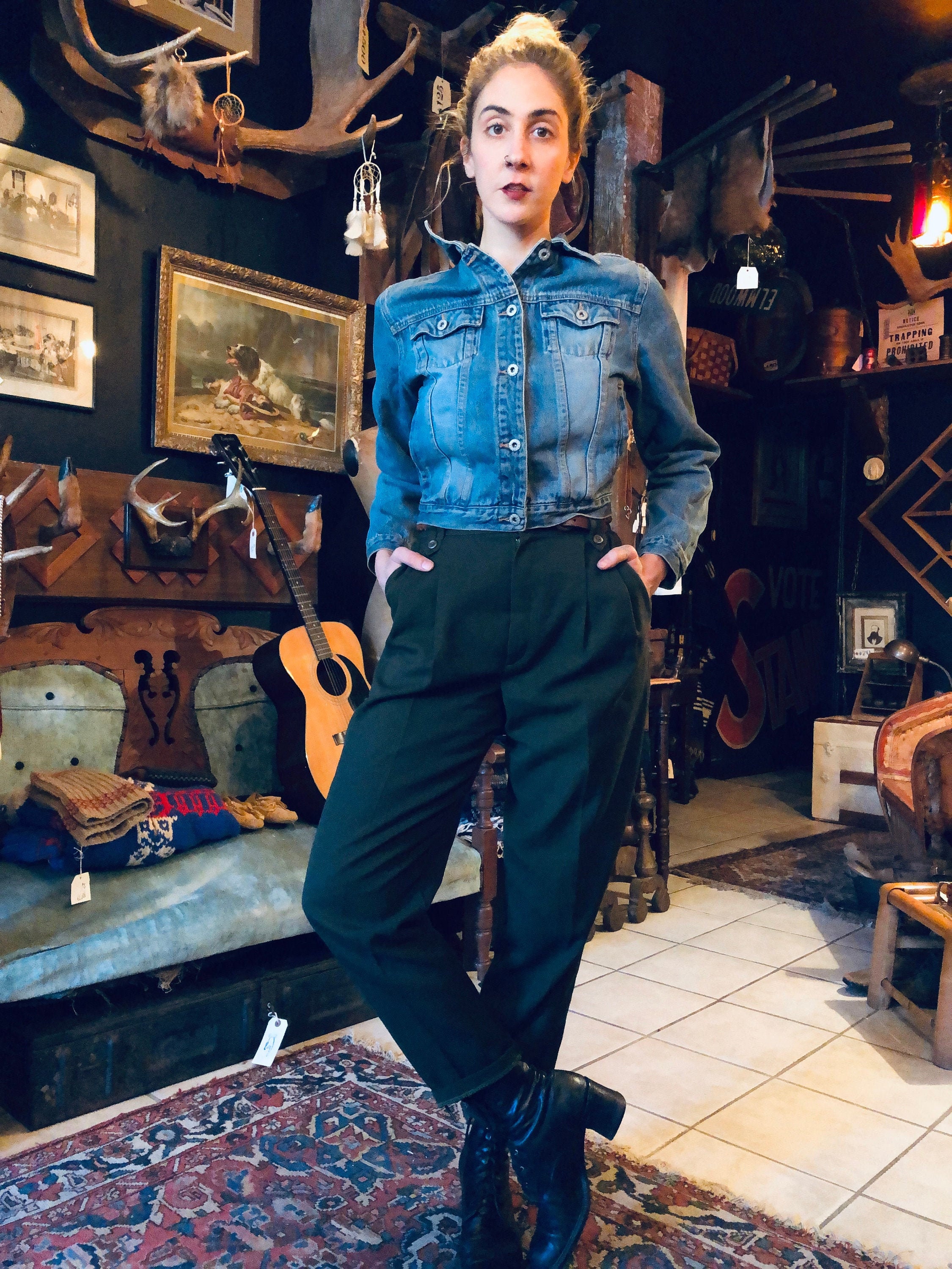 cropped fitted jean jacket