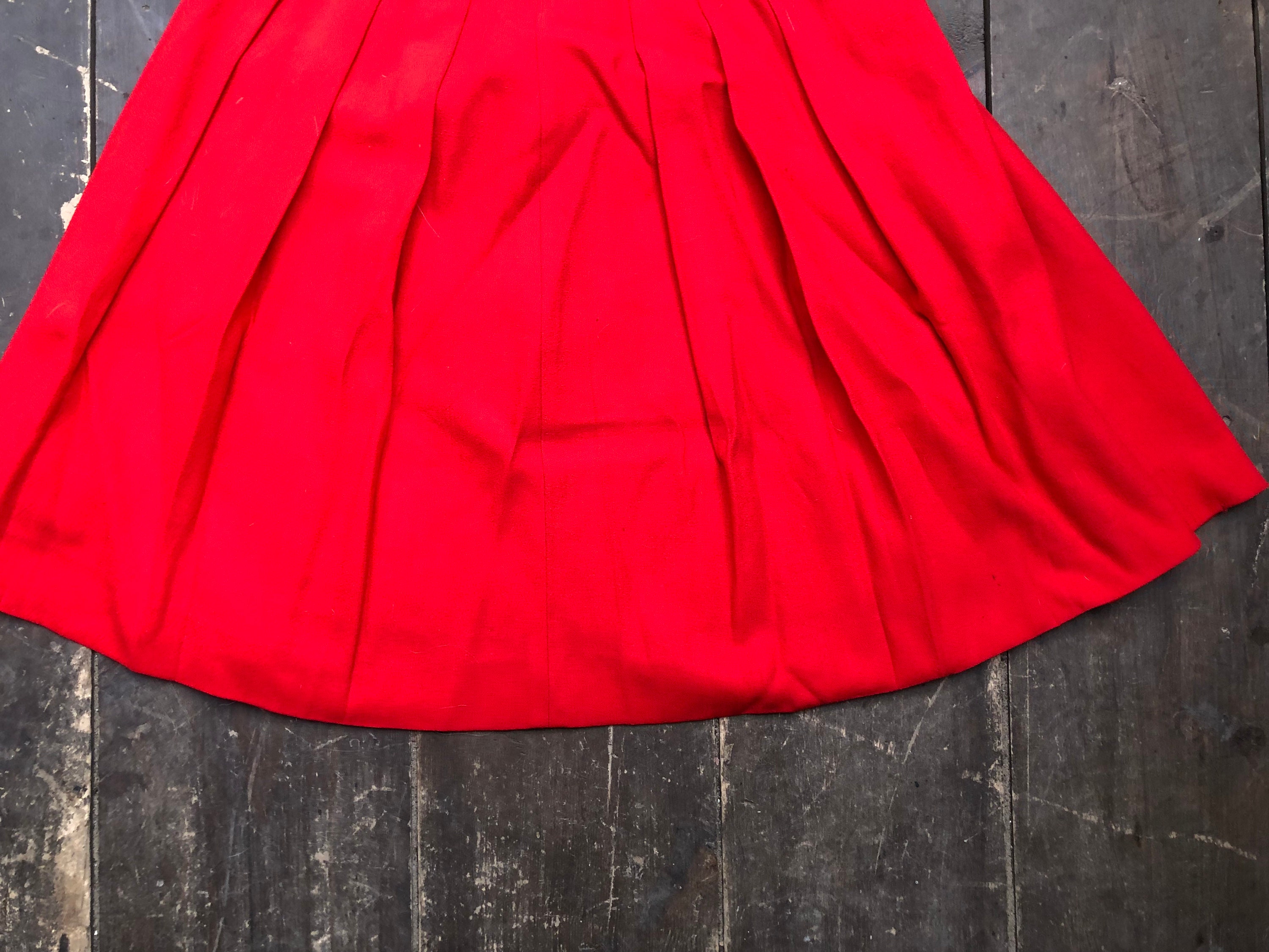 Vintage Red Wool Pleated Skirt Size 6 Pleated Short Skirt Red Pleated Skirt Red Schoolgirl Skirt High Waisted Skirt