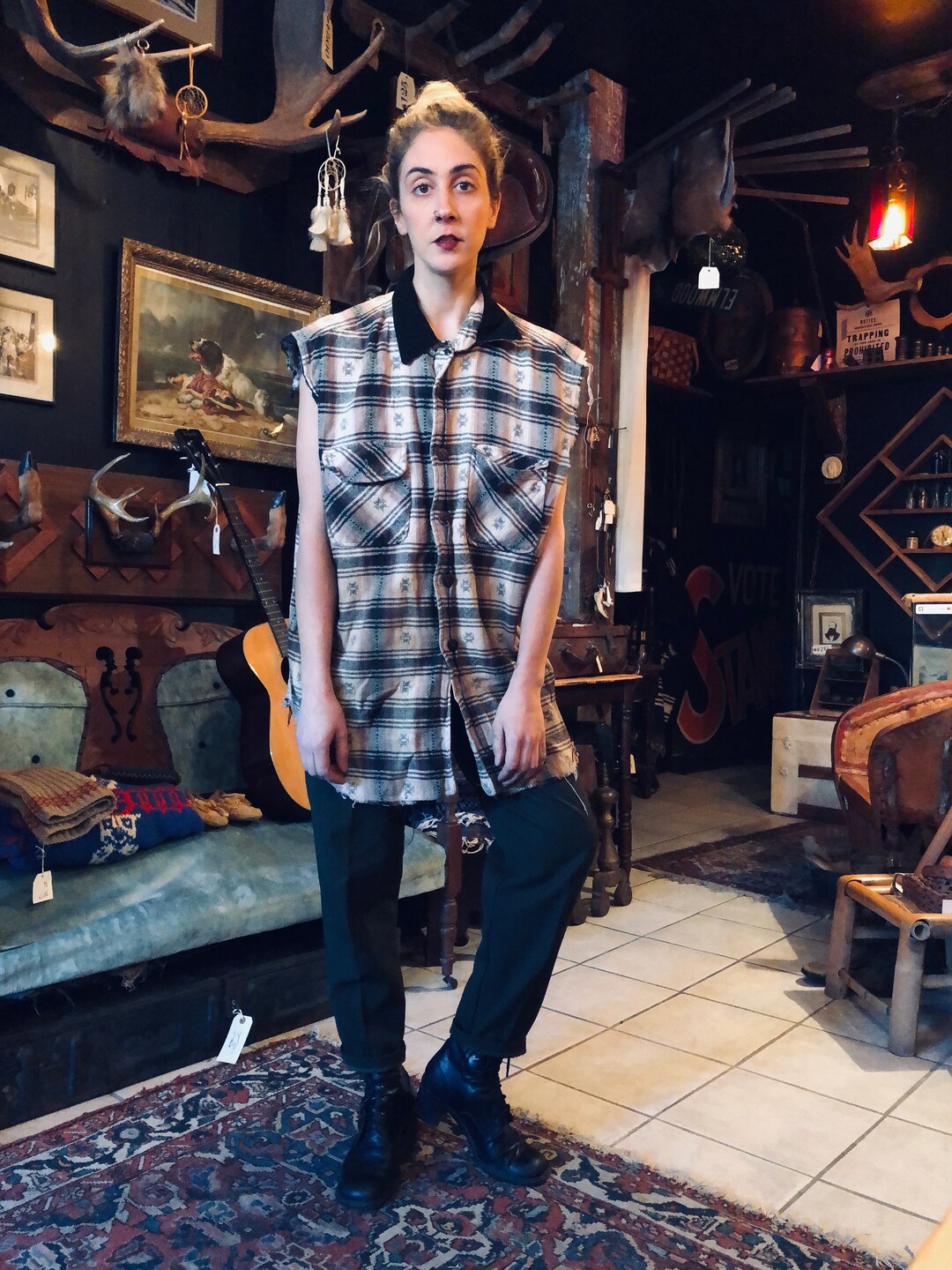 Buy Grunge Oversized Plaid Vest Lumber Jack Vest Unisex Vest Online in