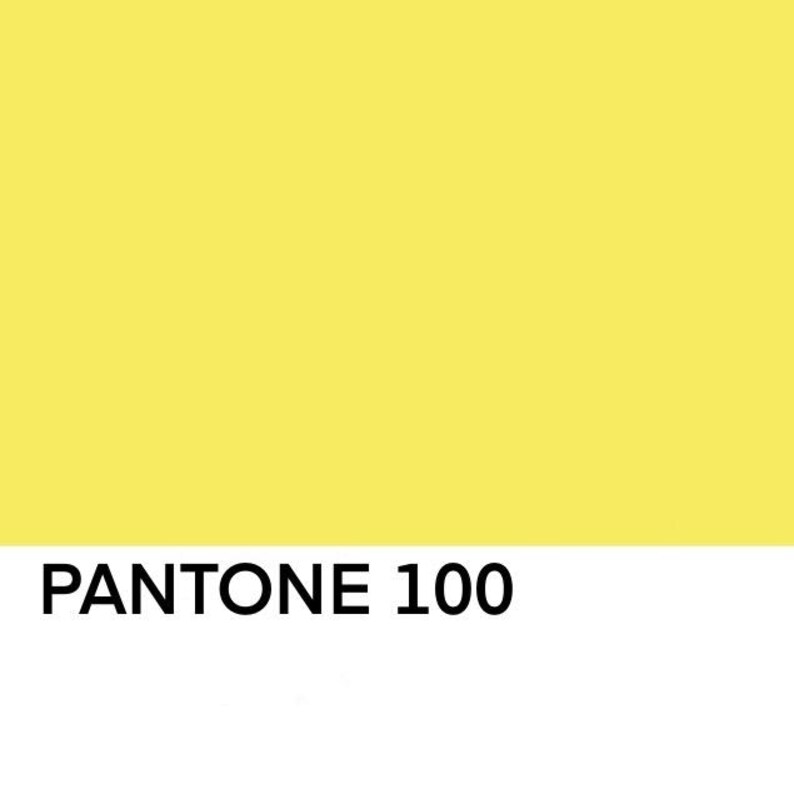 K&ouml;nnte beinhalten: Ein einfarbiger gelber Farbmuster mit dem Text "PANTONE 100" darunter.