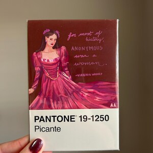 Carte postale peinture Pantone 19-1250 Picante rose gouache Virginia Woolf anonyme rose
