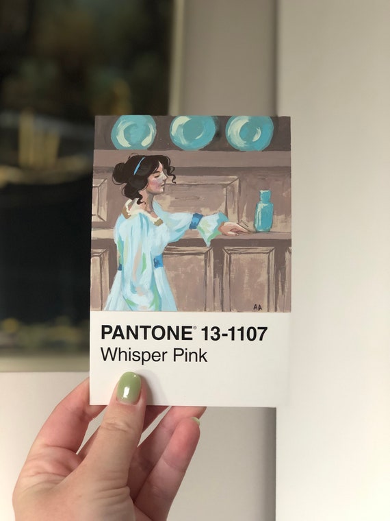 Pantone 13-1107 Whisper Pink Mastercopy gouache Pantone painting postcard figure interiors
