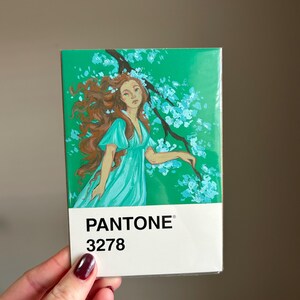 Pantone 3278 Persephone Griechische Göttin Gouachemalerei Frühlingspostkarte