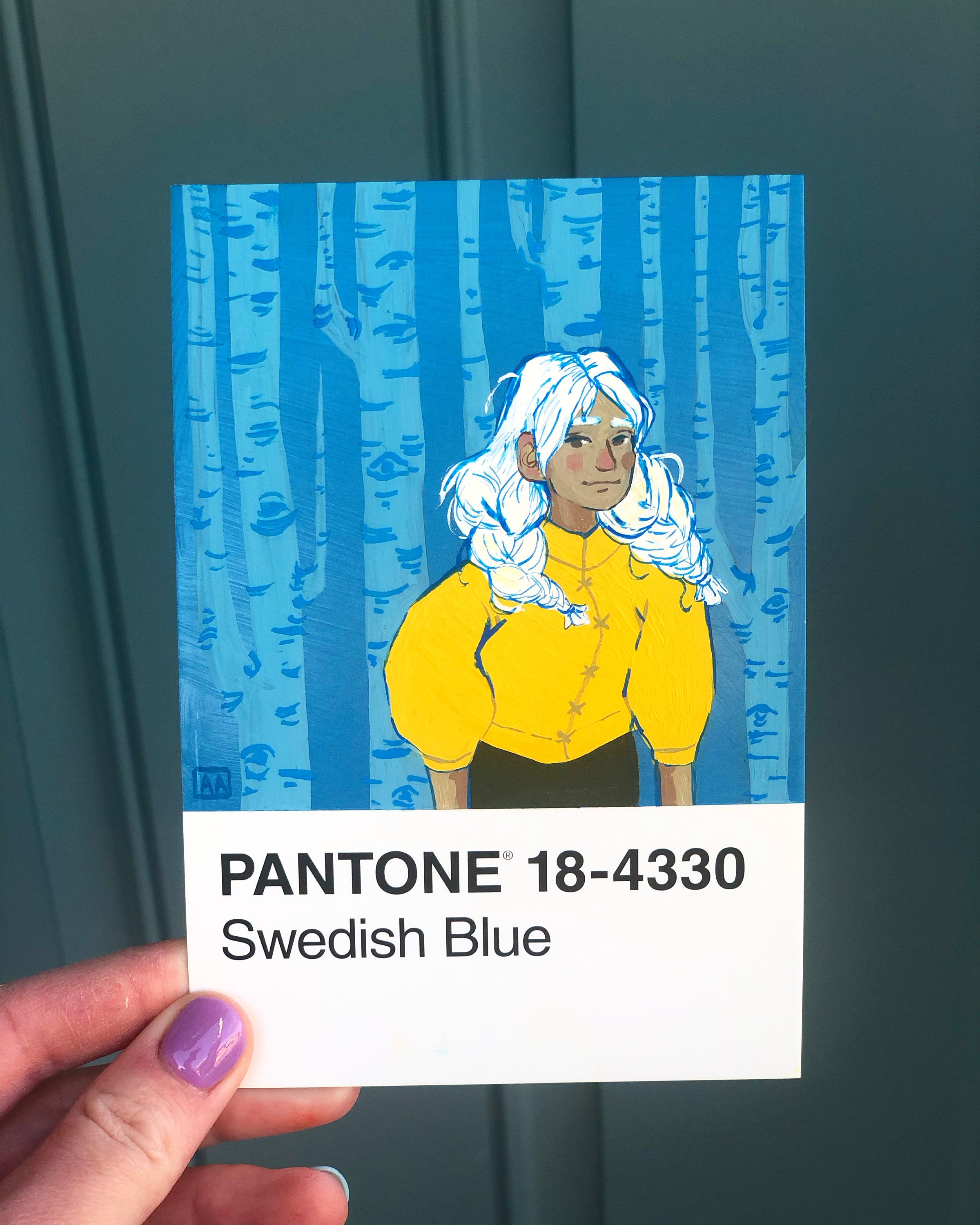 Pantone 18-4330 Swedish Blue Yellowjacket White Hair Aspen Forest