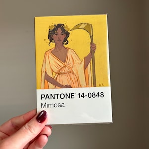 Pantone 14-0848 Mimosa Demetra dea greca Pantone cartolina pittura guazzo mitologia