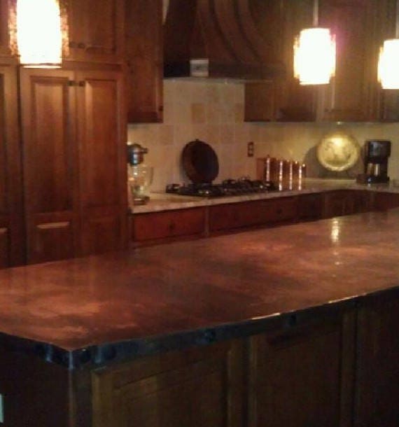 Custom Made Copper Countertops And Kitchen Islands Per Square Etsy