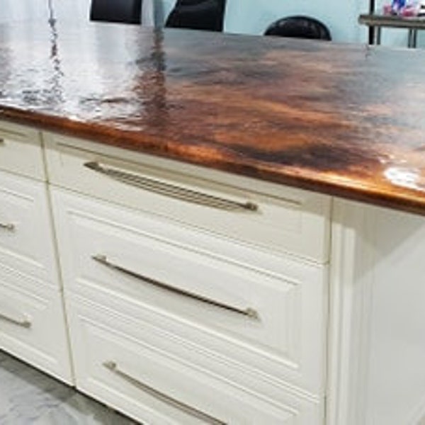 Copper Kitchen Island Tops. Multiple sizes and finishes available! Hand crafted in Ohio. Custom sizes available!