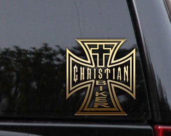 Christian Biker Cross Religious Car Truck Decal Sticker