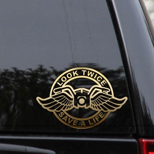 Look Twice Biker Decal Sticker Save A Life Harley Davidson Tank Window Laptop