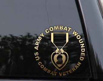 ARMY Combat Wounded Purple Heart Medal Vinyl Decal Sticker