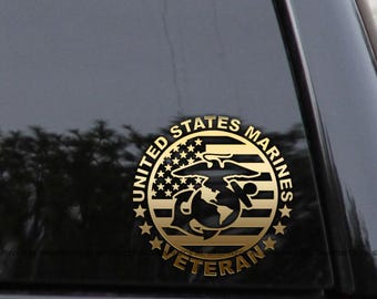 Marine Veteran American Flag Vinyl Decal Sticker