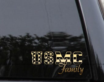 USMC FAMILY American Flag Vinyl Decal Sticker