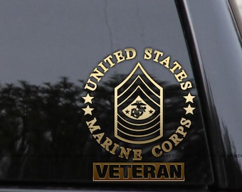 E-9 VETERAN Badge SERGEANT Major of the MARINES Decal Sticker
