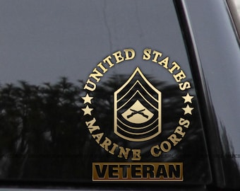 E-8 VETERAN Badge MASTER SERGEANT Rank Marines Vinyl Decal Sticker