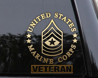 E-9 VETERAN Badge SERGEANT MAJOR Rank Marines Vinyl Decal Sticker
