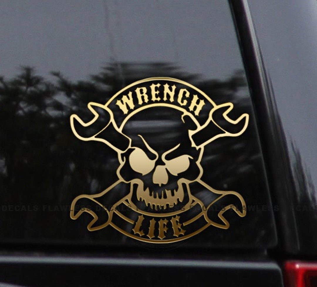 Wrench Life Skull Mechanic Decal Sticker Etsy