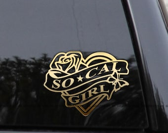 So Cal Girl Heart & Rose Cali Home State Love Vinyl Decal Sticker