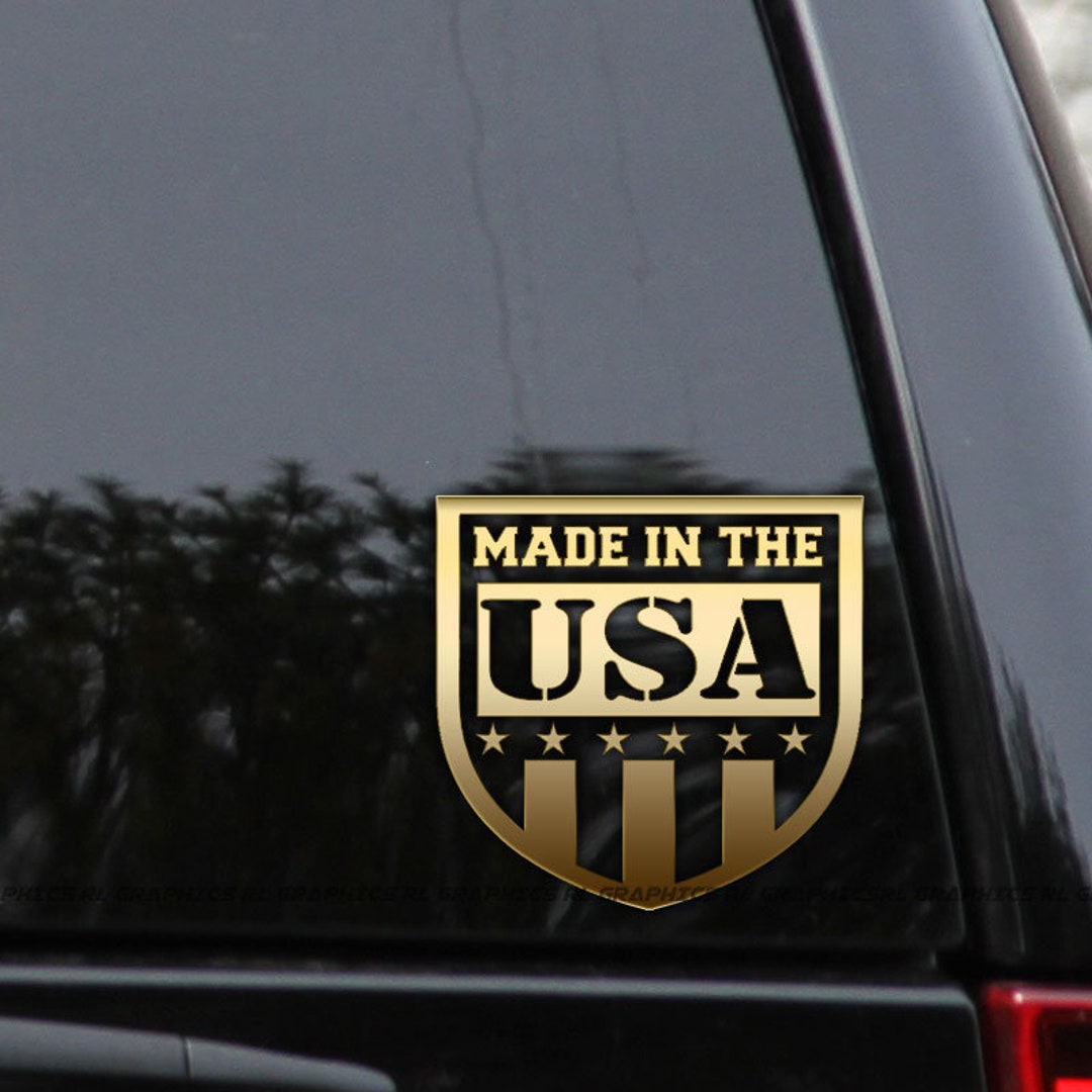 Made in the USA Decal Sticker American Flag Badge Truck Window Laptop