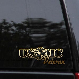 USMC Veteran Text Marine Vinyl Decal Sticker