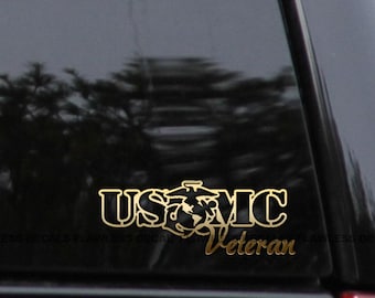 USMC Veteran Text Marine Vinyl Decal Sticker
