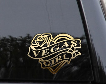 VEGAS GIRL Heart & Rose Nevada Home State Love Vinyl Decal Sticker