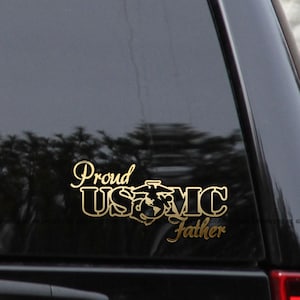 Proud Marine FATHER USMC Text Vinyl Decal Sticker