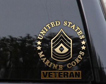 E-8 VETERAN Badge FIRST SERGEANT Rank Marines Vinyl Decal Sticker