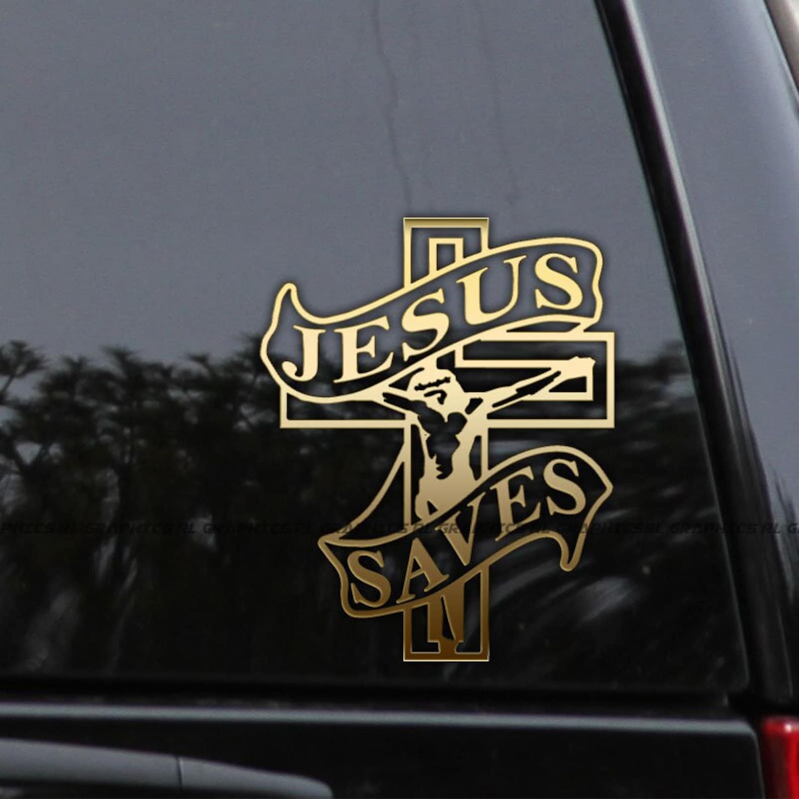 Jesus Saves Crucifix Vinyl Decal Sticker Catholic Christian Car Truck ...