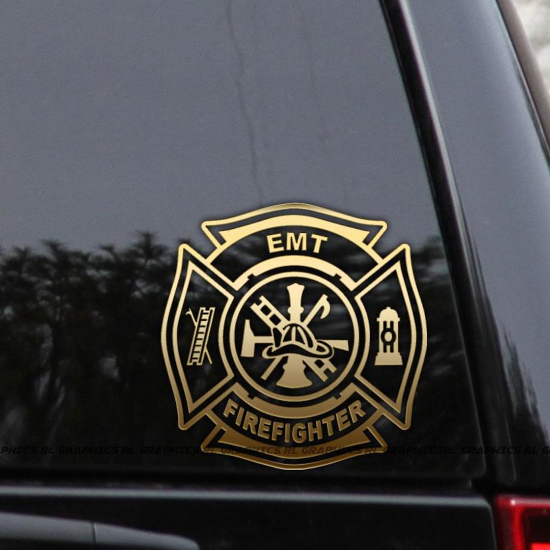EMT Firefighter Decal Sticker Fire Department Maltese Cross Car Truck ...