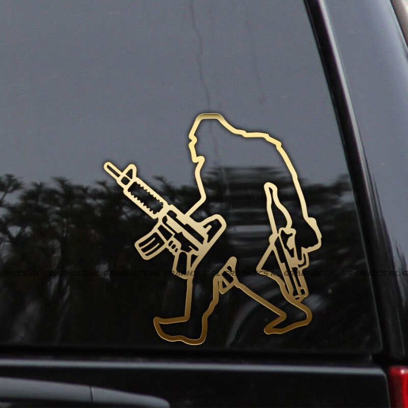 Sasquatch Big Foot Vinyl Decal Sticker - 5x5 Glossy White - For Car Window, Tumbler, AR-15