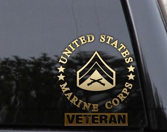 E-4 VETERAN Badge CORPORAL Rank Marines Vinyl Decal Sticker
