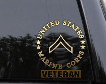 E-2 VETERAN Badge Private First Class Rank Marines Vinyl Decal Sticker