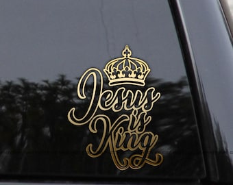 Jesus is King Crown Christian Faith Vinyl Decal Sticker