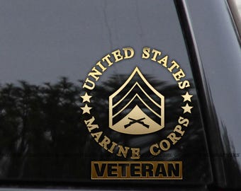 E-5 VETERAN Badge SERGEANT Rank Marines Vinyl Decal Sticker