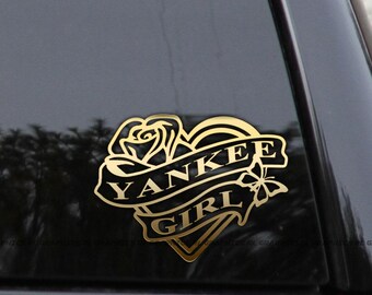 YANKEE GIRL Heart & Rose NY New York Home State Love Vinyl Decal Sticker
