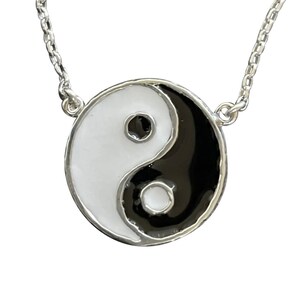 Yin Yang .925 Silver Necklace Enamel