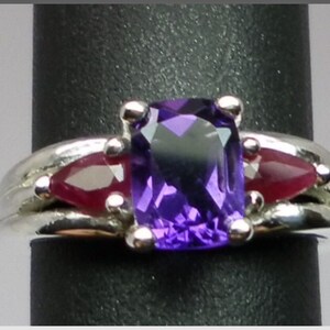 14k Amethyst & Ruby Ring, FREE SIZING