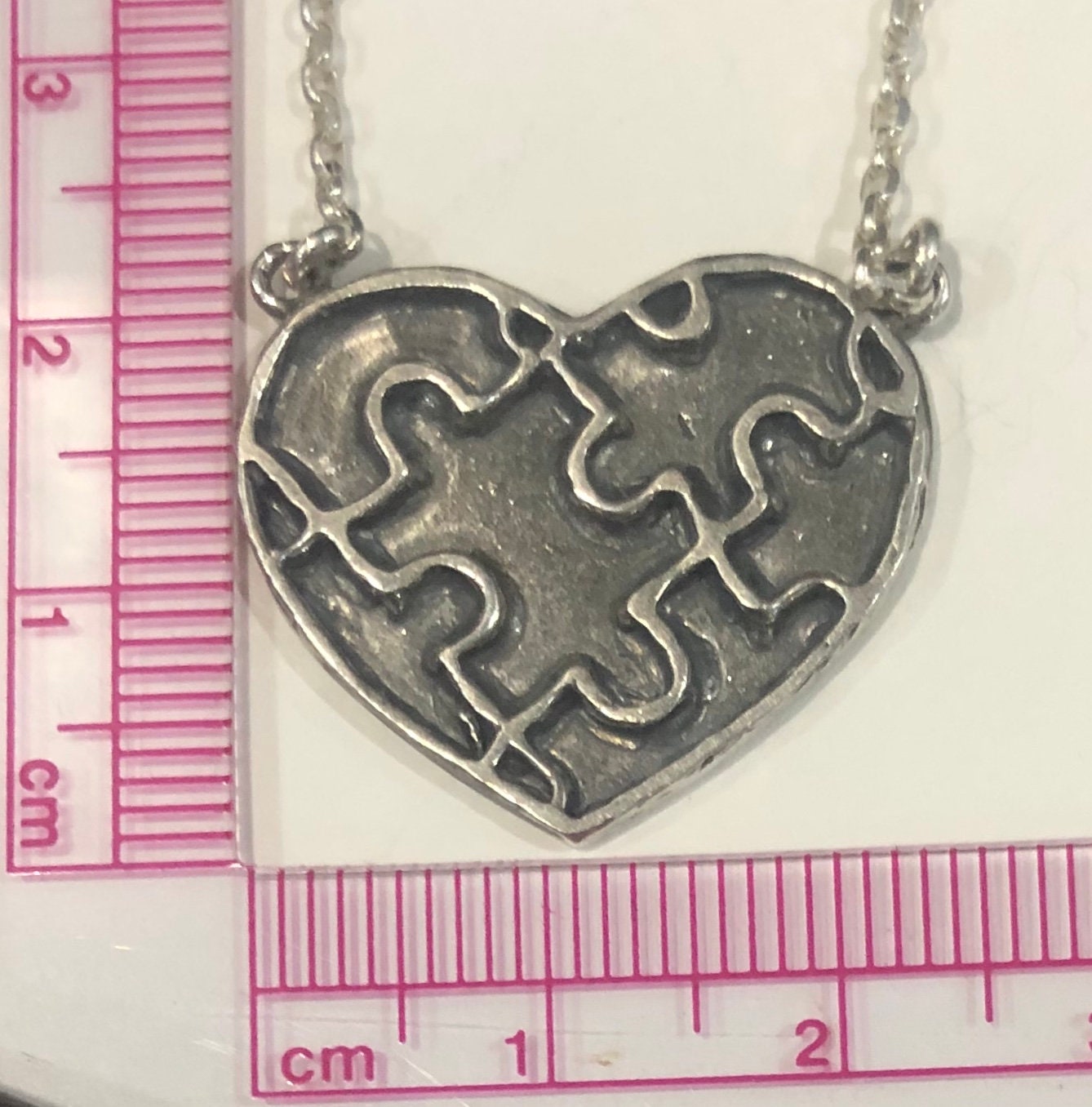 Heart Puzzle .925 Silver Necklace Etsy