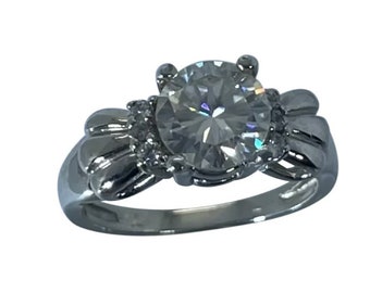 14k Moissanite & Diamonds Ring, Free Resize