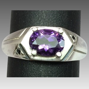 14k Amethyst & Onyx Men&#39;s Rinh, FREE SIZING