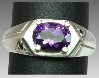 14k Amethyst & Onyx Men's Rinh, FREE SIZING