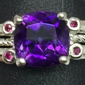 14k Amethyst & Ruby Ring, FREE SIZING