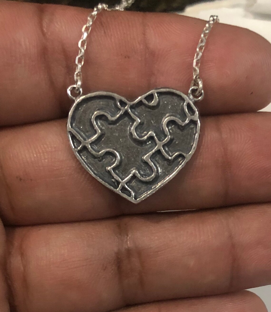 Heart Puzzle .925 Silver Necklace Etsy UK