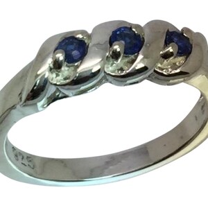 14k Blue Sapphire Band W-Y-R, Free Sizing