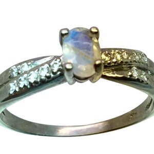 14k Moonstone & Diamonds Ring, Free Sizing