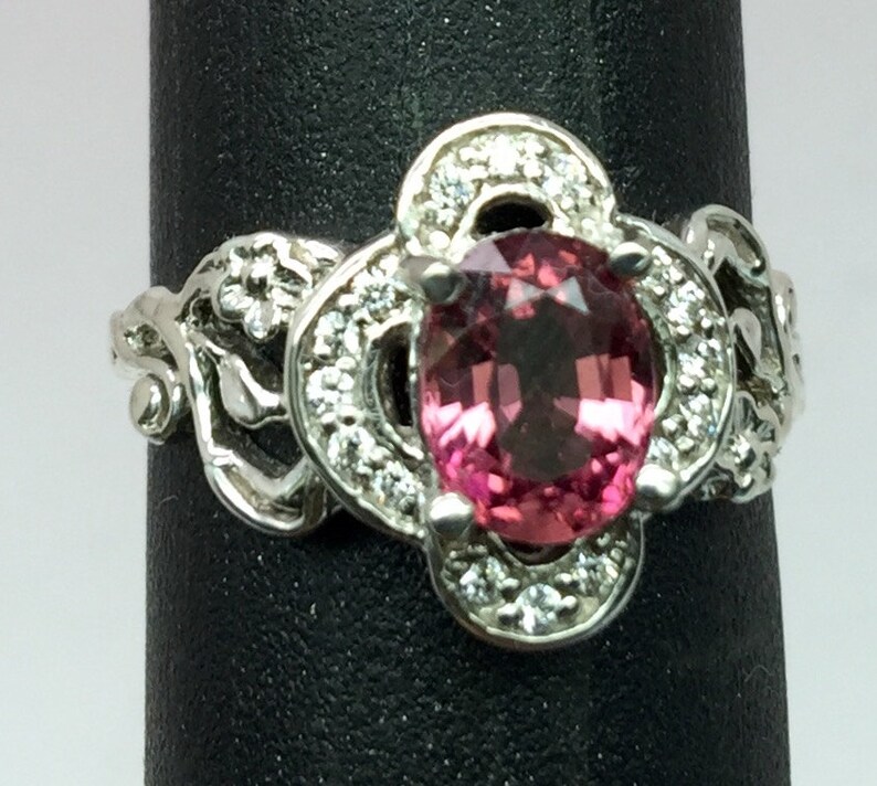 14k Pink Tourmaline /& Diamonds Ring FREE SIZING