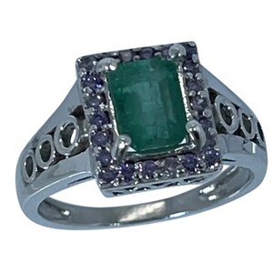 14k Emerald  & Amethyst Ring, Free Resize