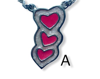 Hearts  Enemel Silver Necklace. Options